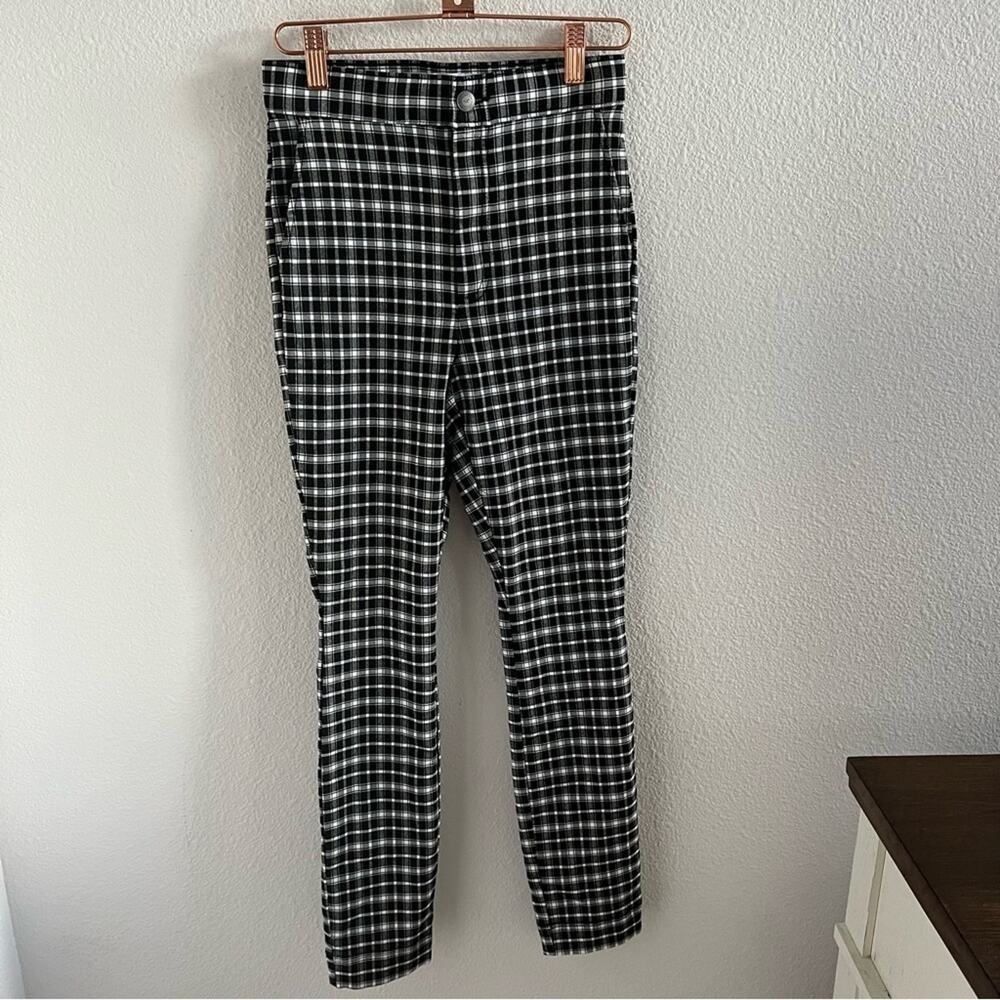 Hollister Ultra High Rise Advanced Stretch Glen Plaid Pants Elastic Waist XS